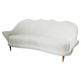 Mid-Century White Boucle Upholstered Curved Italian Sofa - Jeroen Markies Art Deco