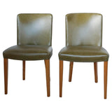 Vintage Heal's Art Deco Side Chairs in Satinwood with Green Leather re-upholstery - Jeroen Markies Art Deco