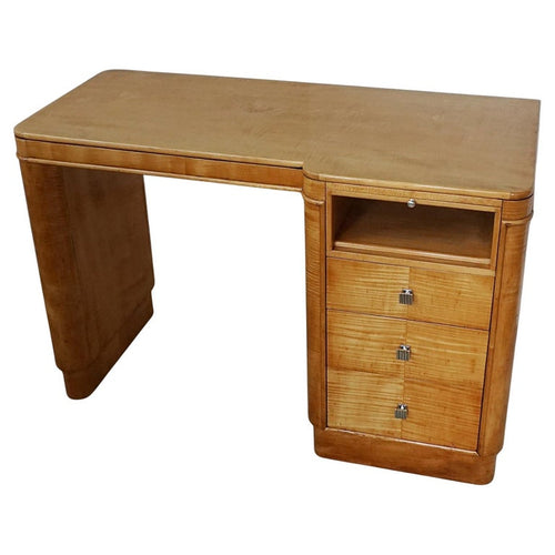 Vintage Art Deco Writing Desk with Satin Birch Veneered on Solid Mahogany - Jeroen Markies Art Deco