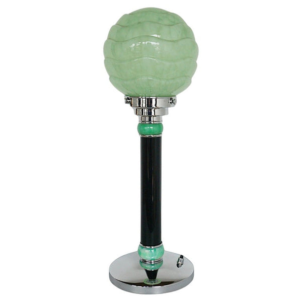 Table Lamp Green Glass Globe Black Bakelite - Jeroen Markies Art Deco