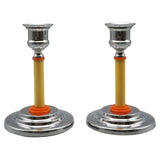 Pair of Bakelite and Chromed Metal Candlesticks - Jeroen Markies Art Deco