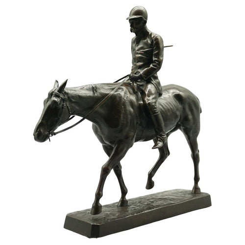 A rare late 19th century Irish bronze sculpture of a horse and rider after the hunt - Jeroen Markies Art Deco