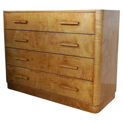 English Art Deco Satin Birch Chest of Drawers - 1930's - Jeroen Markies Art Deco 