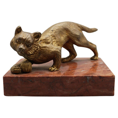 Bronze Cat - Paperweight - Marble and Bronze - Jeroen Markies Art Deco