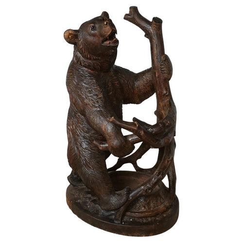 Fine Quality Black Forest Bear Hand Carved Stickstand - over 1 metre Tall - Jeroen Markies Art Deco 