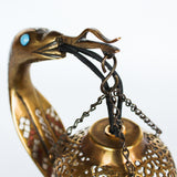 Cold painted bronze snake lamp, signed 'VV' to neck and 'VO' to base at Jeroen Markies.