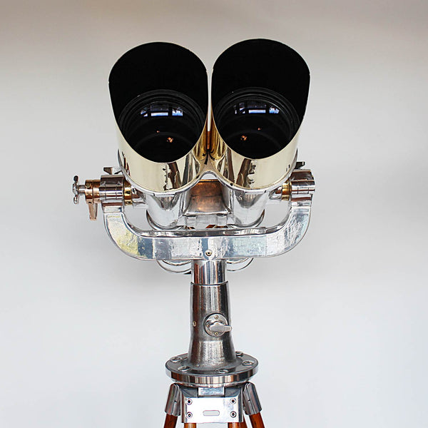 Art Deco Nikon binoculars 20x120 on wooden stand at Jeroen Markies