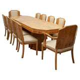 Art Deco Ten Seat Dining Suite by Hille Burr Walnut and Cream Leather - Jeroen Markies Art Deco - Original Dining Suite Art Deco