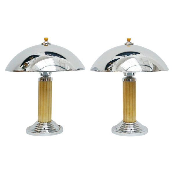 Art Deco Bakelite Table Lamps Chromed Metal Vintage Lighting - Jeroen Markies Art Deco
