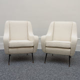Italian 1950's Lounge Chairs Re-upholstered in Boucle  Italian Circa 1950  - Jeroen Markies Art Deco