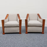 Art Deco Pair of Club Chairs Walnut and Boucle -Jeroen Markies Art Deco 