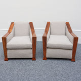 Art Deco Pair of Club Chairs Walnut and Boucle -Jeroen Markies Art Deco 