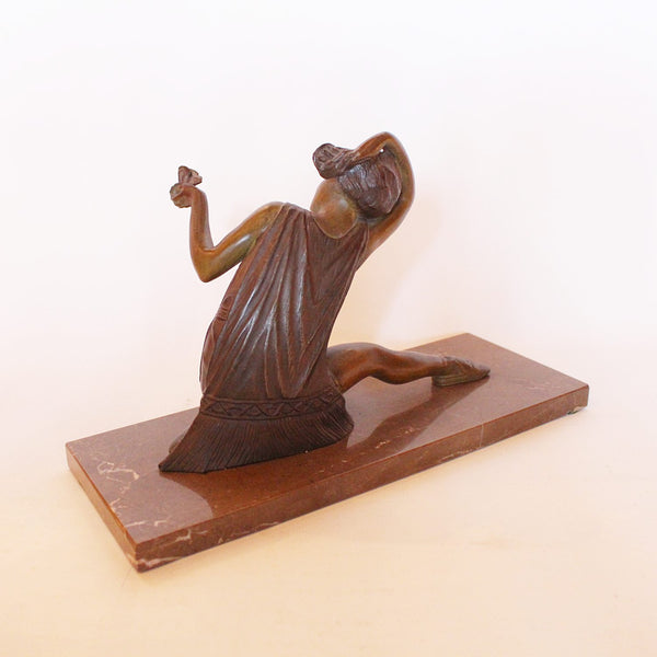 Art Deco spelter sculpture of a girl with butterfly at Jeroen Markies