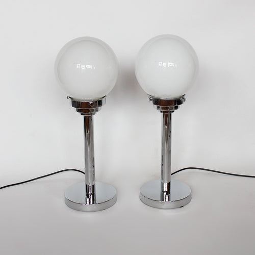 Art Deco chromed metal and glass table lamps at Jeroen Markies 