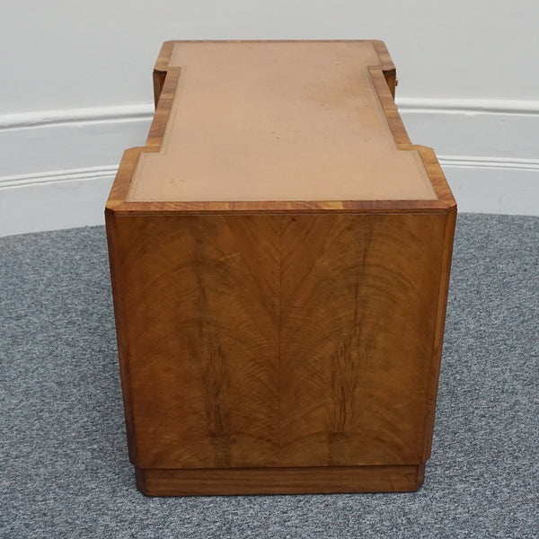 Original Art Deco Walnut and Leather English Writing Desk Circa 1935 - Jeroen Markies Art Deco