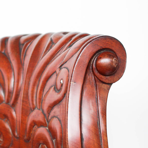 A solid, carved, walnut bar chair from HMHS Britannic, sister ship to the Titanic at Jeroen Markies.