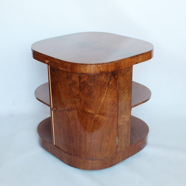 Heal's Art Deco library drinks table in walnut at Jeroen Markies