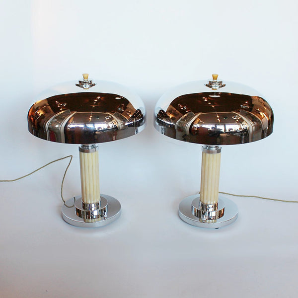 Art Deco dome bakelite and metal table lamps