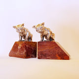 Art Deco French bulldog bookends in silvered bronze at Jeroen Markies
