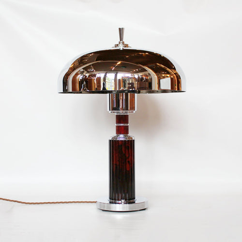 Art Deco lamp in bakelite and chromed metal at Jeroen Markies