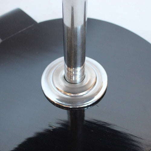 Art Deco extendable side table in ebonised wood and chromed metal at Jeroen Markies