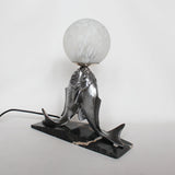 French Art Deco table lamp with two fish at Jeroen Markies Art Deco