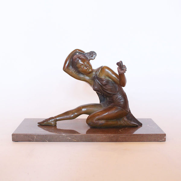 Art Deco spelter sculpture of a girl with butterfly at Jeroen Markies