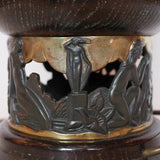 Art Deco uplighter table lamp with bronze neptune and mermaids at Jeroen Markies