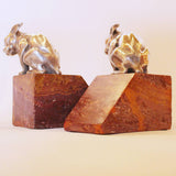 Art Deco French bulldog bookends in silvered bronze at Jeroen Markies