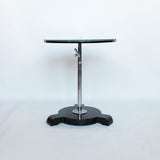Art Deco extendable side table in ebonised wood and chromed metal at Jeroen Markies