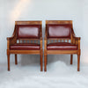 A pair of Arts & Crafts walnut armchairs with inlaid pattern at Jeroen Markies