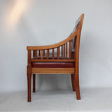 A pair of Arts & Crafts walnut armchairs with inlaid pattern at Jeroen Markies