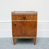 Pair of Bedside Tables. Walnut veneer with black glass - Jeroen Markies Art Deco