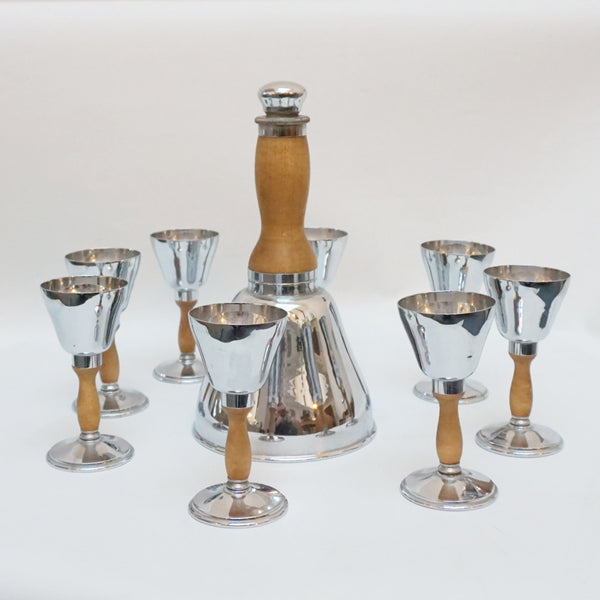 Vintage Art Deco Cocktail Shaker 1930's and Eight Beakers Original Matching - Jeroen Markies Art Deco