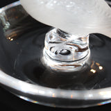 Detailed crystal ring dish by Lalique. Clear dish base topped with a frosted crystal Partridge. Signed to base at Jeroen Markies.