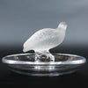 Detailed crystal ring dish by Lalique. Clear dish base topped with a frosted crystal Partridge. Signed to base at Jeroen Markies.