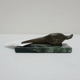 1930 Bronze Bird Stork Marble Base Letter Holder English Art Deco Jeroen Markies 