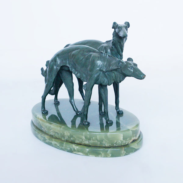 Borzoi Dogs - Art deco bronze sculpture - Jeroen Markies Art Deco