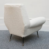 Mid-Century Modern Italian Lounge Chairs-White Boucle Upholstery-Gigi Raddice- Minotti - Jeroen Markies Art Deco