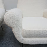 Mid-Century Modern Italian Lounge Chairs-White Boucle Upholstery-Gigi Raddice- Minotti - Jeroen Markies Art Deco