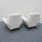 Mid-Century Modern Italian Lounge Chairs-White Boucle Upholstery-Gigi Raddice- Minotti - Jeroen Markies Art Deco