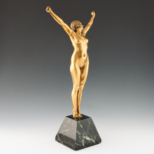 'Eveil' - 'Awakening' an Art Deco cold painted gilt bronze figure by Demetre Chiparus (1886-1947). Jeroen Markies Art Deco