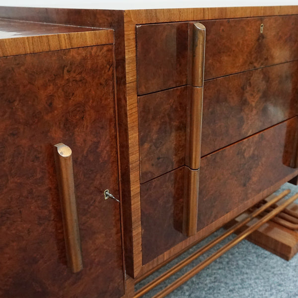 Original Art Deco Furniture-Vintage Sideboard-Burr Walnut Copper Furniture-Jeroen Markies Art Deco