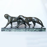 Michel Decoux Art Deco bronze panthers at Jeroen Markies 
