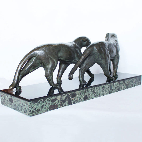 Michel Decoux Art Deco bronze panthers at Jeroen Markies