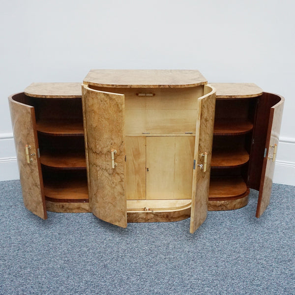 Harry & Lou Epstein Cocktail Sideboard English Circa 1935-Burr Walnut-Art-Deco-Cocktail-Bar-Jeroen Markies Art Deco