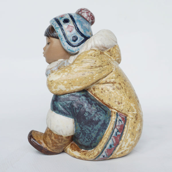 Pensive Eskimo Boy Pottery Figurine by Francisco Catalá for Lladró