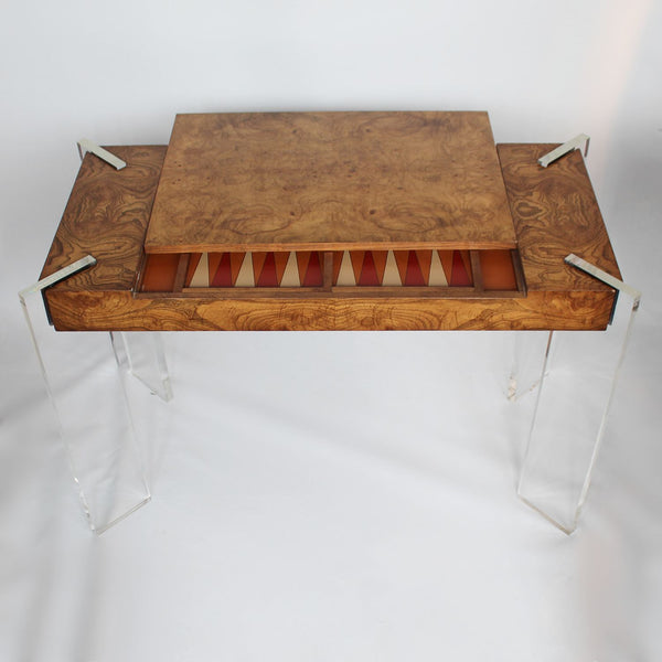 vintage wood and lucite games table