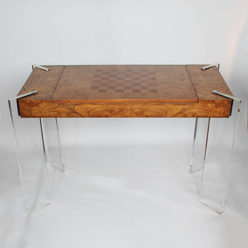 vintage wood and lucite games table