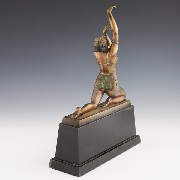 'Kneeling Dancer' Art Deco Cold Painted Bronze Sculpture by Otto ...